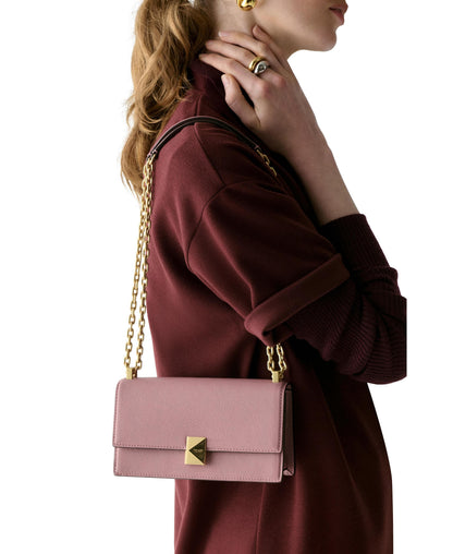 Deco Pebbled Leather Mini Flap Chain Crossbody