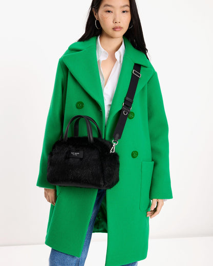 Puffed Faux Fur Satchel