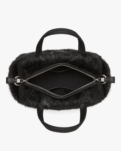 Puffed Faux Fur Satchel