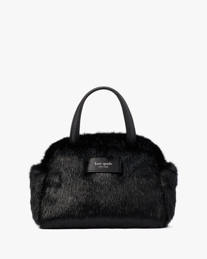 Puffed Faux Fur Satchel