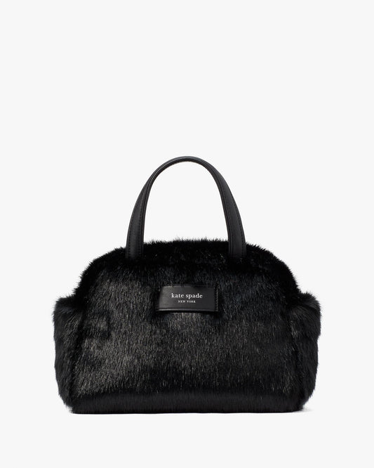 Puffed Faux Fur Satchel