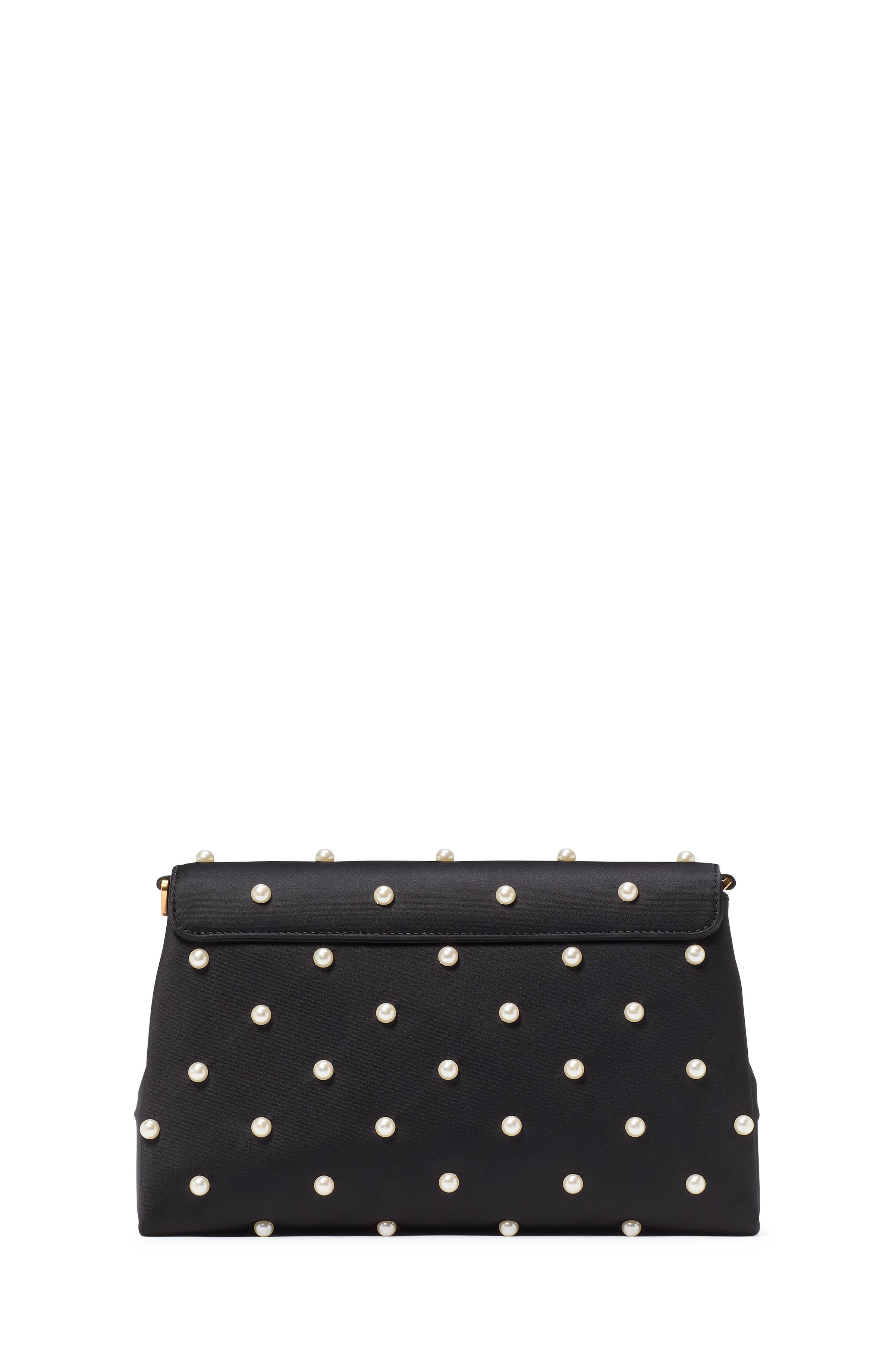 KJ901-Grace Pearl Embellished Satin Clutch-Black