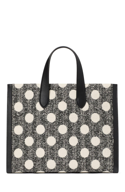 KJ905-Manhattan Dot Tweed Large Tote-Black Multi