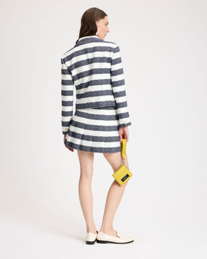 KK371-Sailor Stripe Tweed Moto Jacket-Planetary Navy/Cream