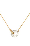 KK410-Set In Stone Interlink Pendant-Clear/Two Tone
