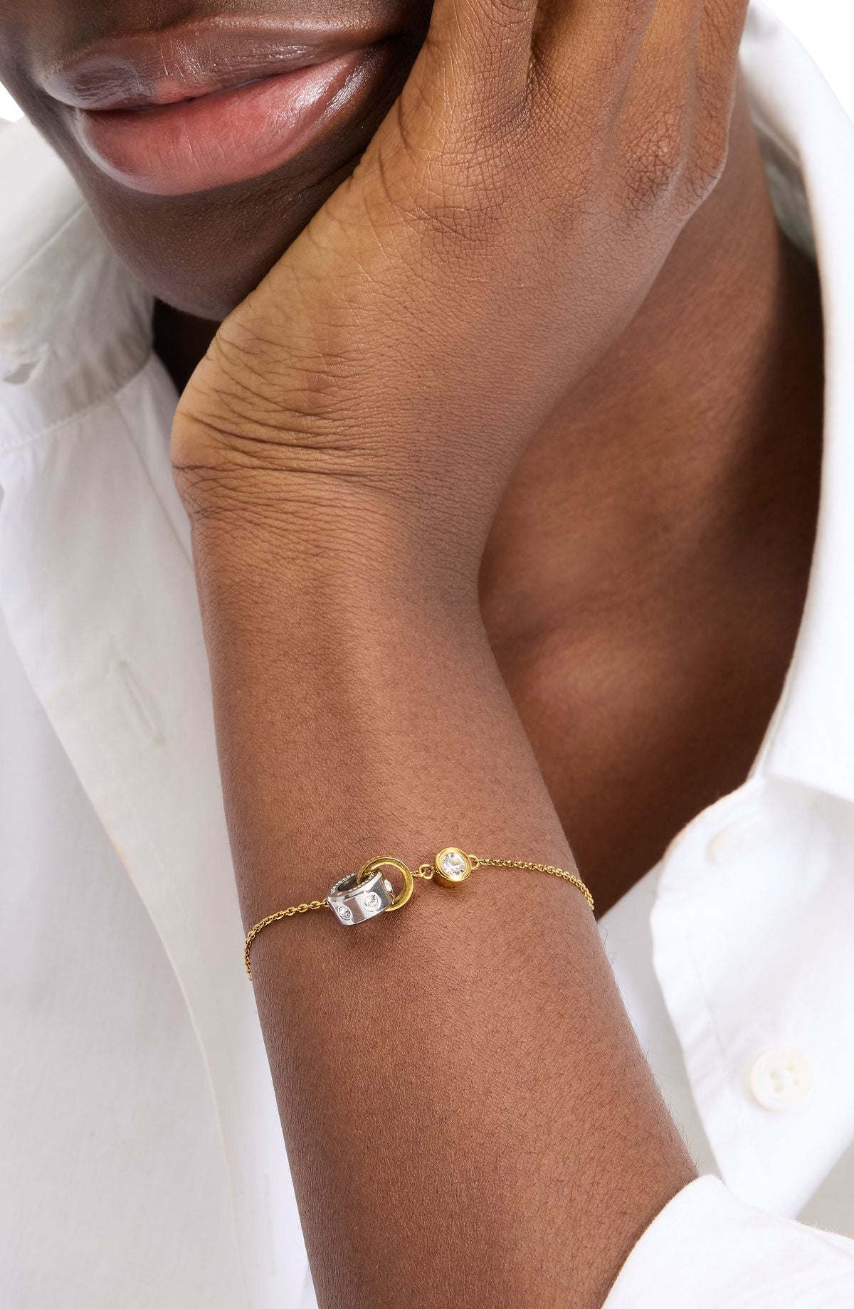 KK430-Set In Stone Interlink Bracelet-Clear/Two Tone