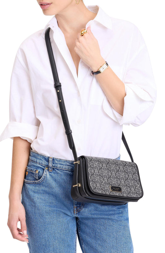 Liv Spade Flower Coated Canvas Small Flap Crossbody