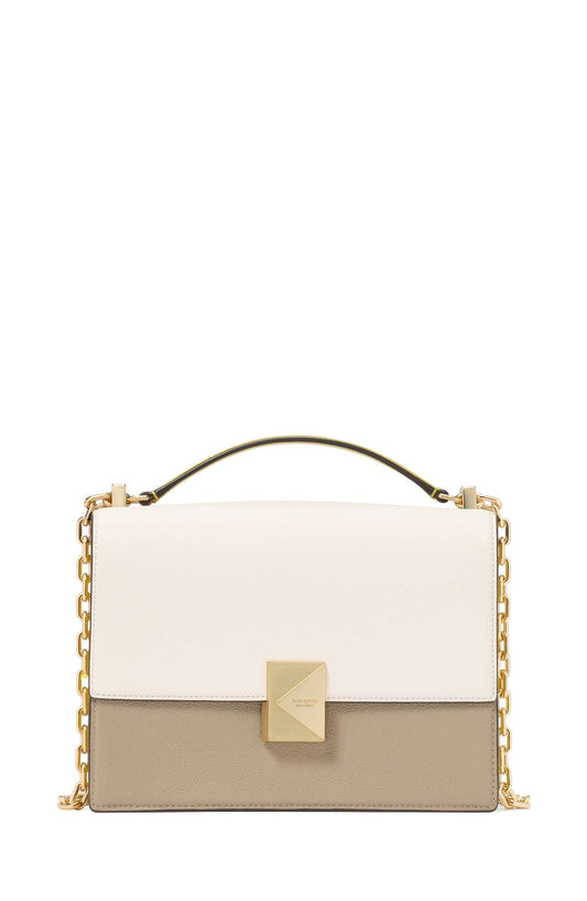 KK577-Deco Color-Blocked Chain Shoulder Bag-Tigers Eye Multi