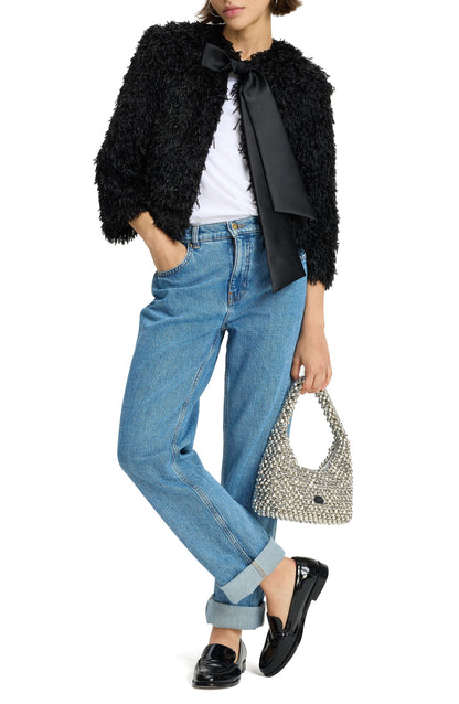 Faux Feather Bow Jacket