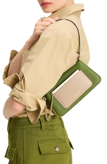 Ava Colorblocked Pebbled Leather 2 In 1 Pochette