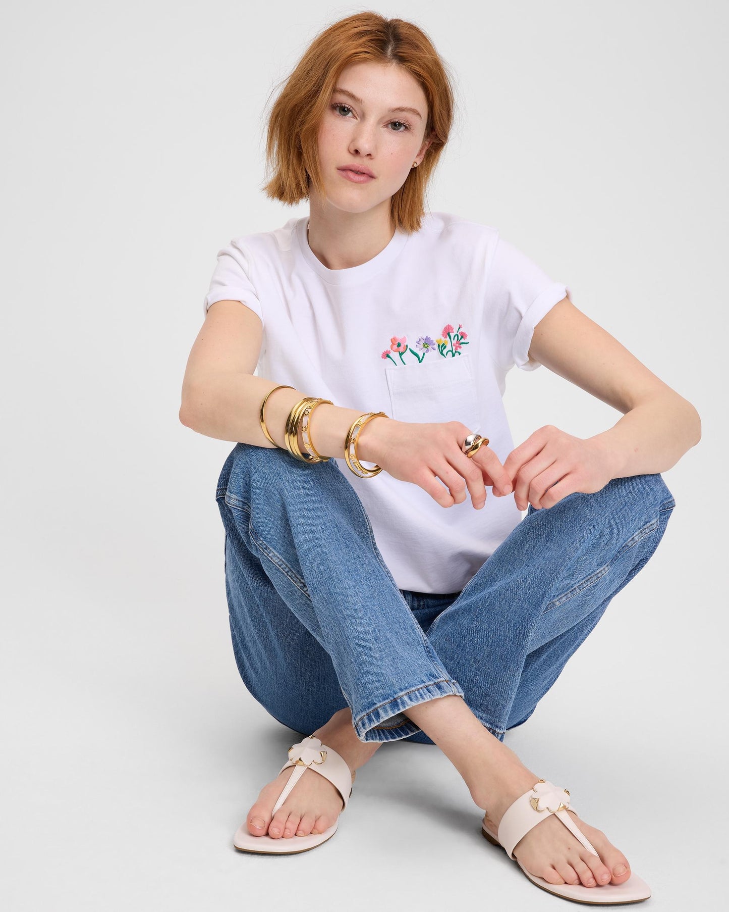 KL181-Spring Bouquet Tee-Fresh White