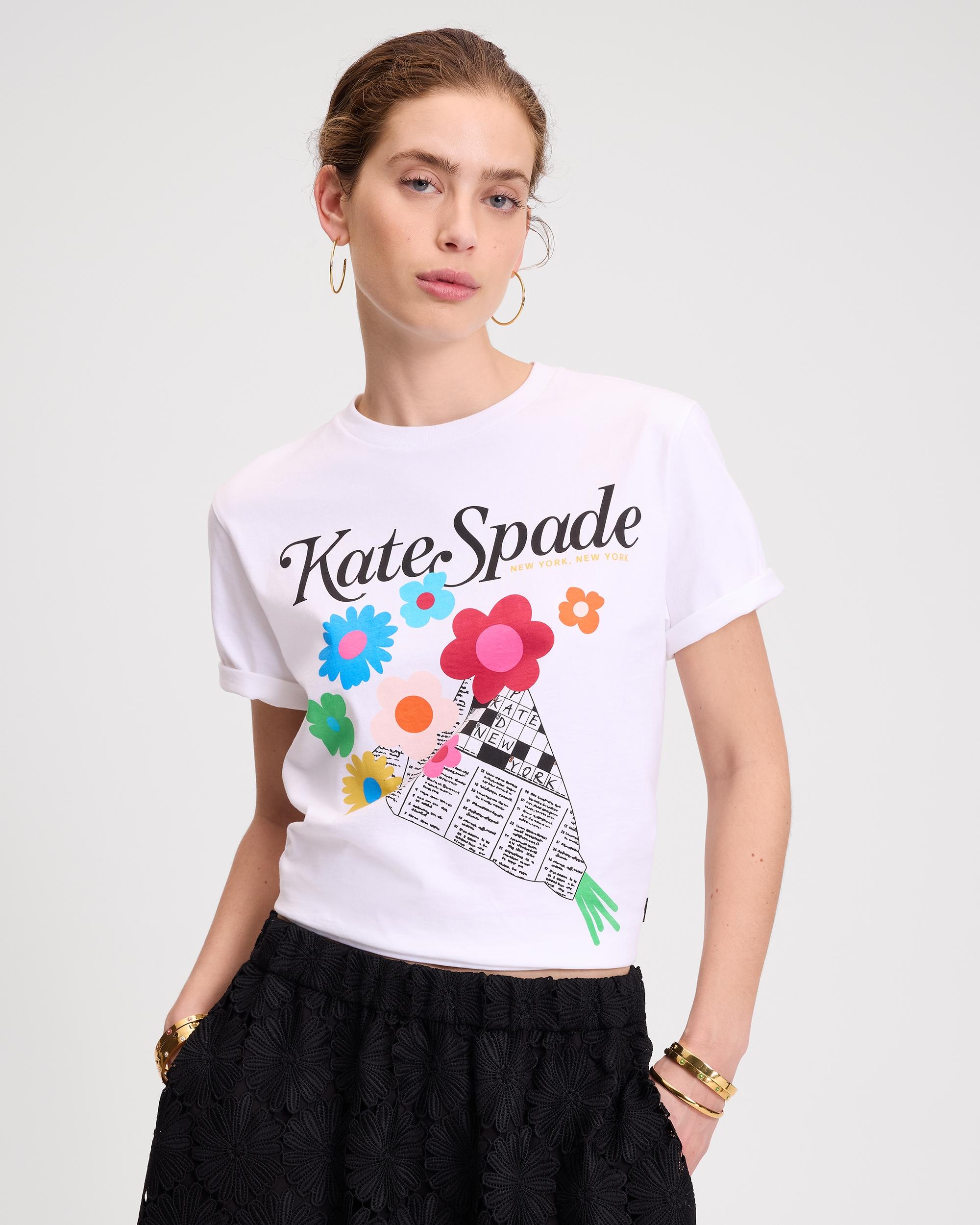 KL182-Floral Newspaper Tee-Fresh White