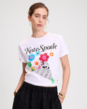 KL182-Floral Newspaper Tee-Fresh White