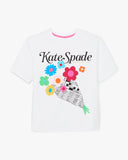 KL182-Floral Newspaper Tee-Fresh White