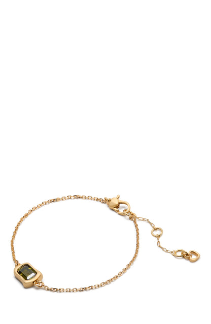 KL314-Molten Glass Solitaire Bracelet-Green/Gold