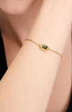 KL314-Molten Glass Solitaire Bracelet-Green/Gold