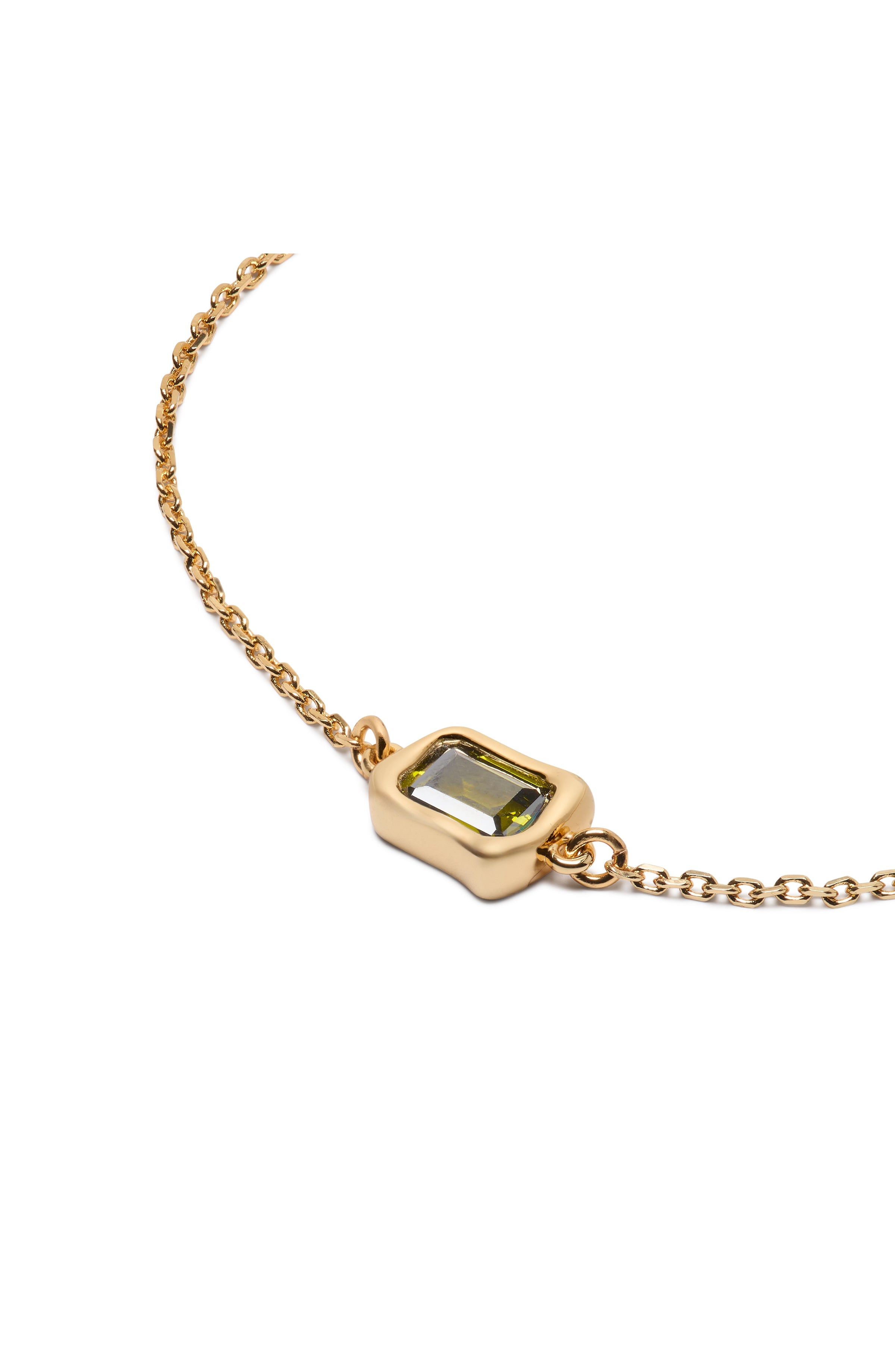 KL314-Molten Glass Solitaire Bracelet-Green/Gold