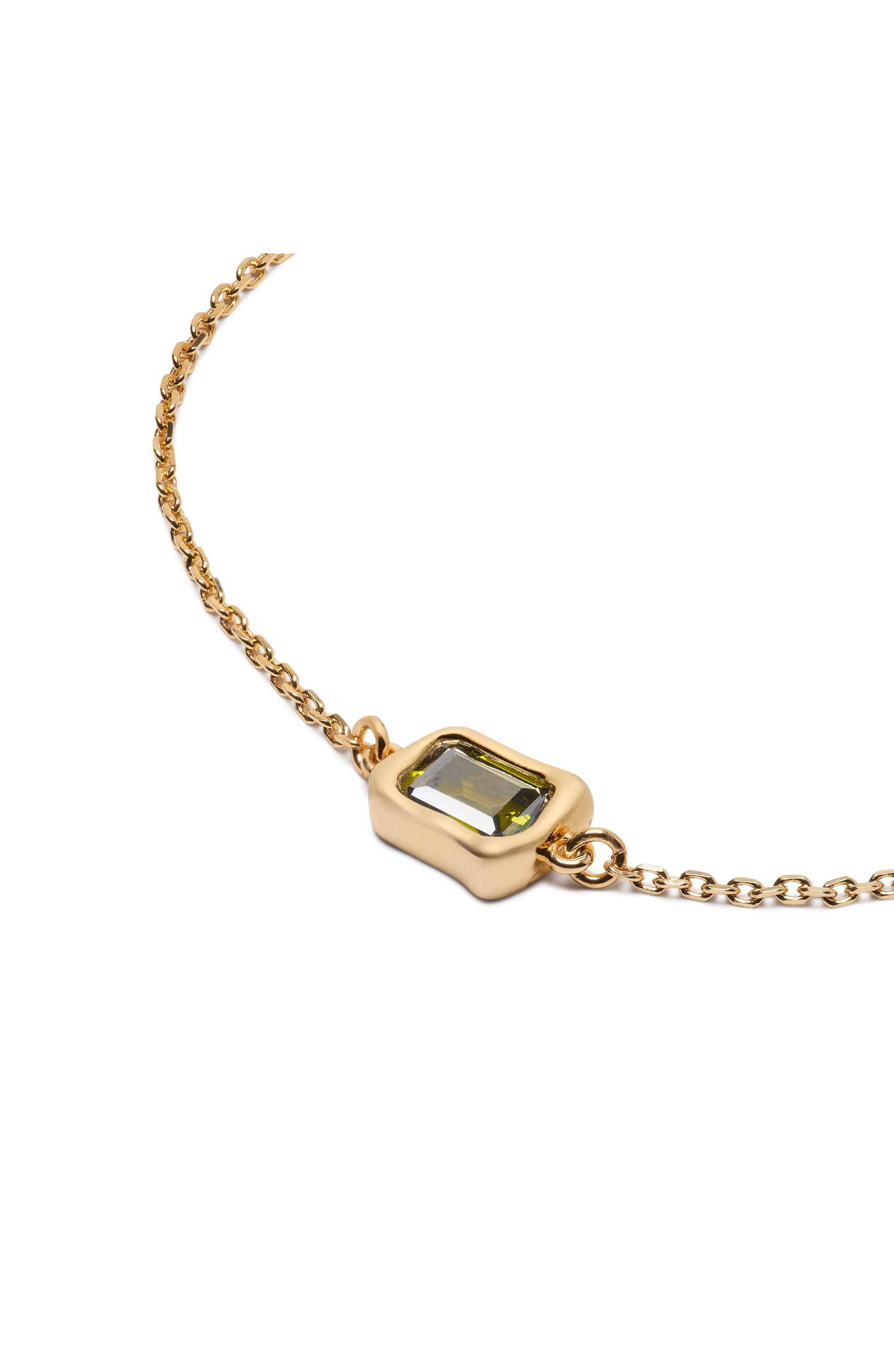 KL314-Molten Glass Solitaire Bracelet-Green/Gold