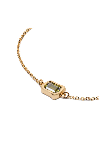 KL314-Molten Glass Solitaire Bracelet-Green/Gold