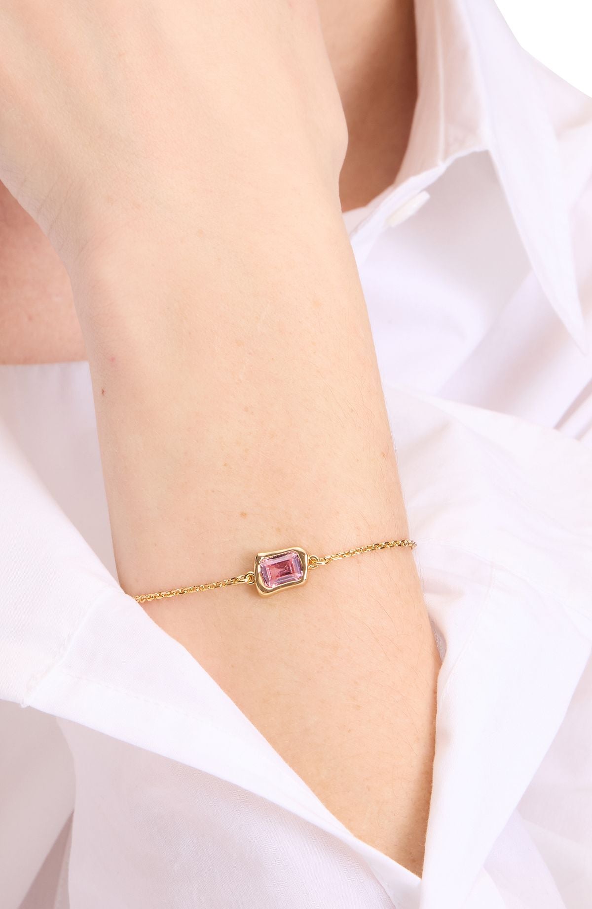 KL315-Molten Glass Solitaire Bracelet-Light Pink
