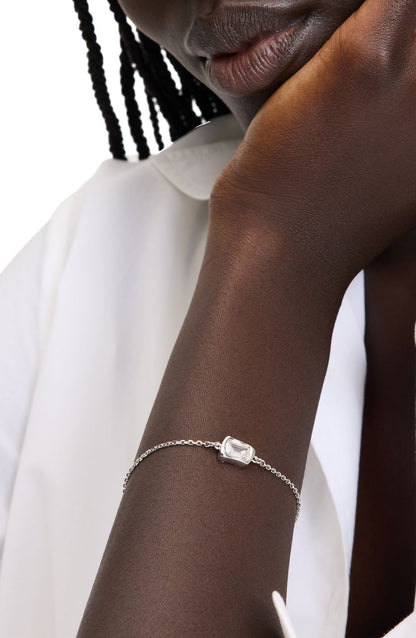 KL342-Molten Glass Solitaire Bracelet-Clear/Silver