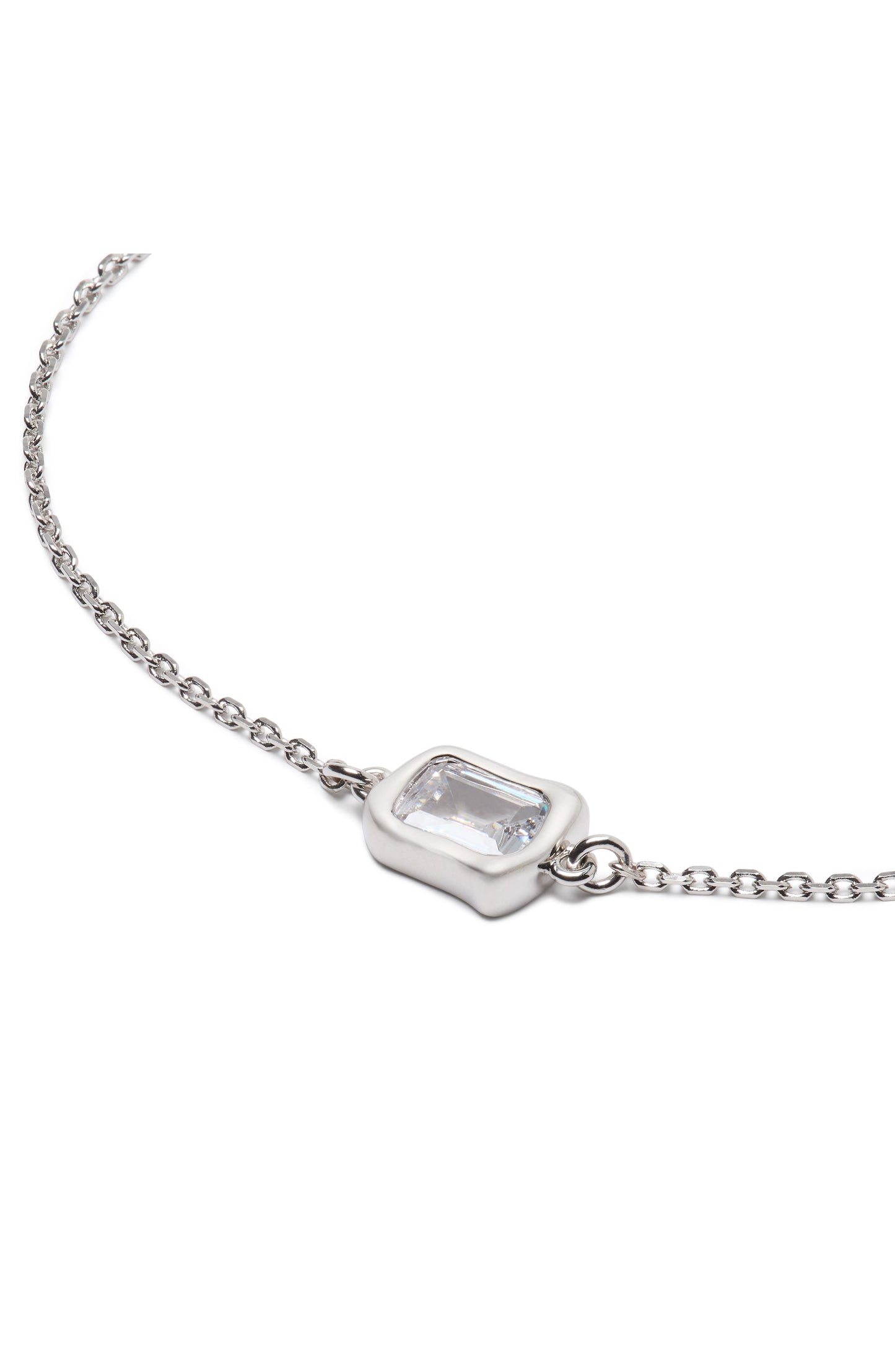 KL342-Molten Glass Solitaire Bracelet-Clear/Silver