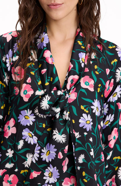 Spring Bouquet Tie-Neck Dress