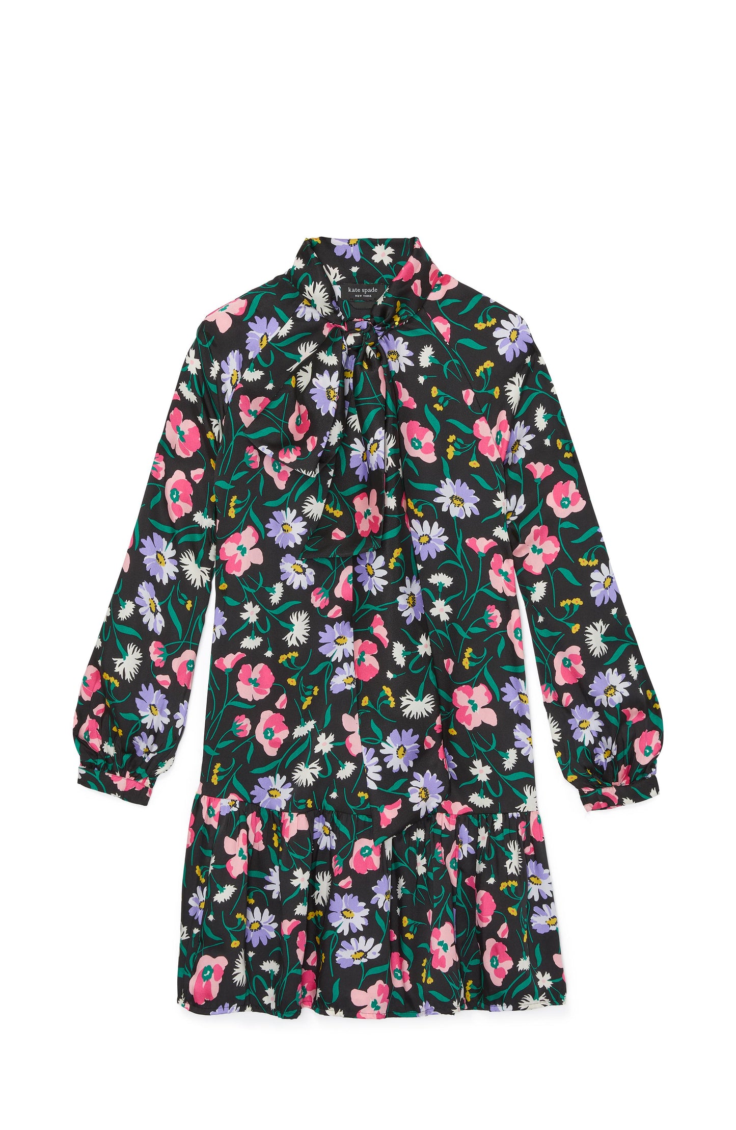 Spring Bouquet Tie-Neck Dress