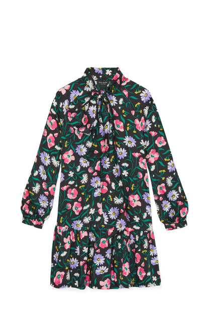 Spring Bouquet Tie-Neck Dress
