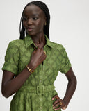 KL691-Belted Midi Shirt Dress-Fairytale Green