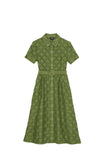 KL691-Belted Midi Shirt Dress-Fairytale Green
