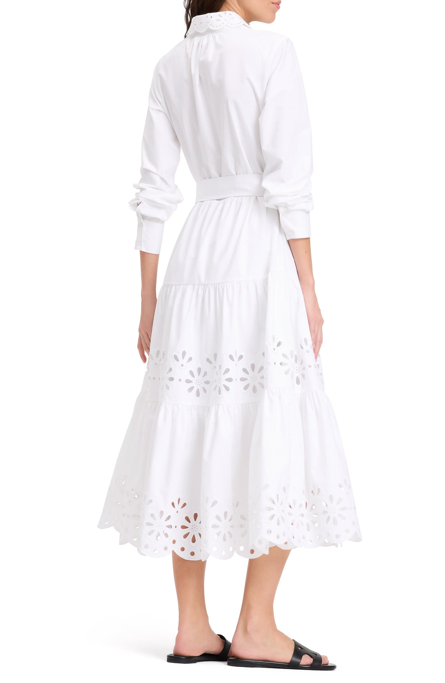 Daisy Eyelet Long Sleeve Shirt Dress