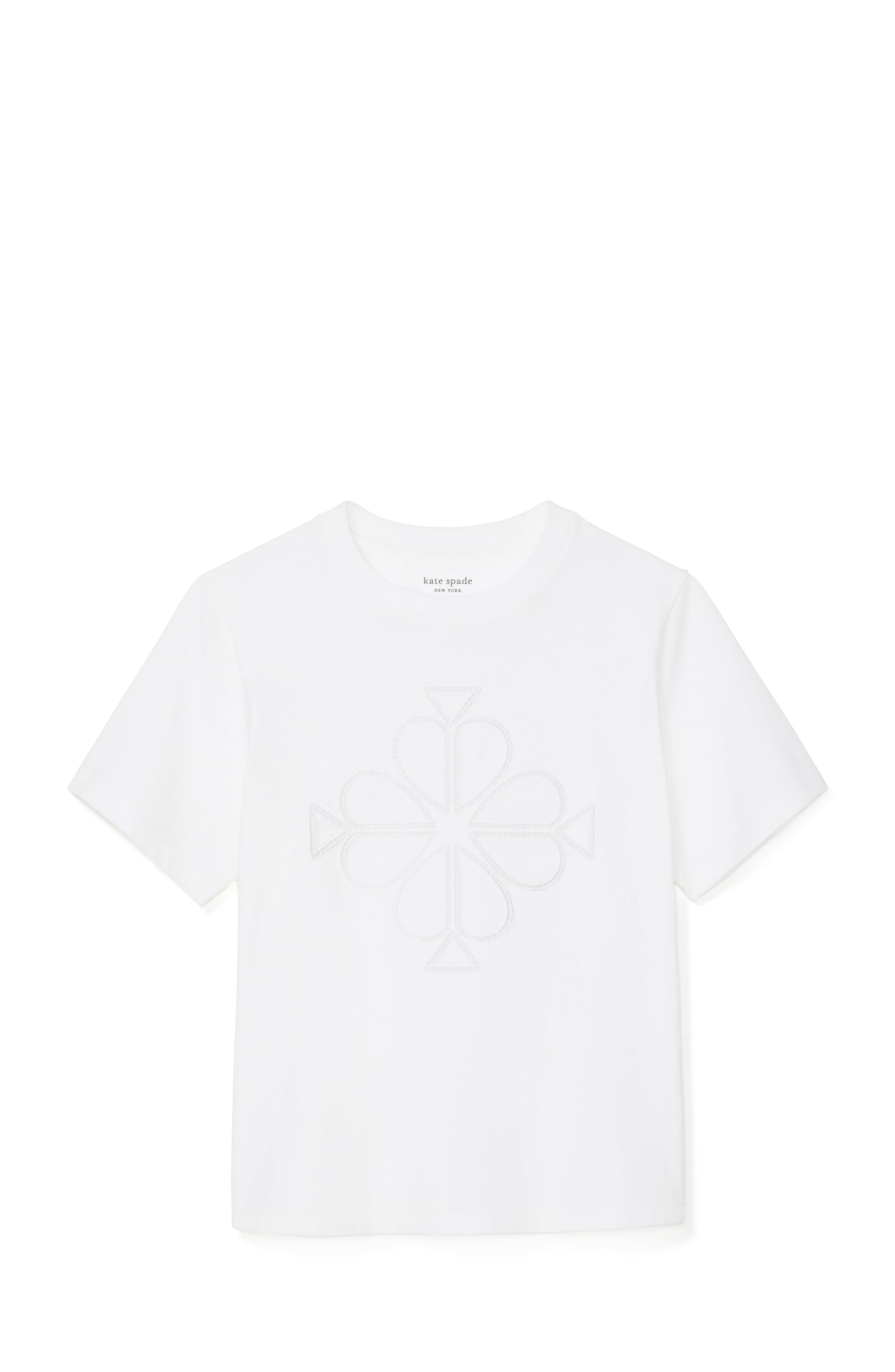 KL715-Embroidered Spade Flower Logo Tee-Fresh White