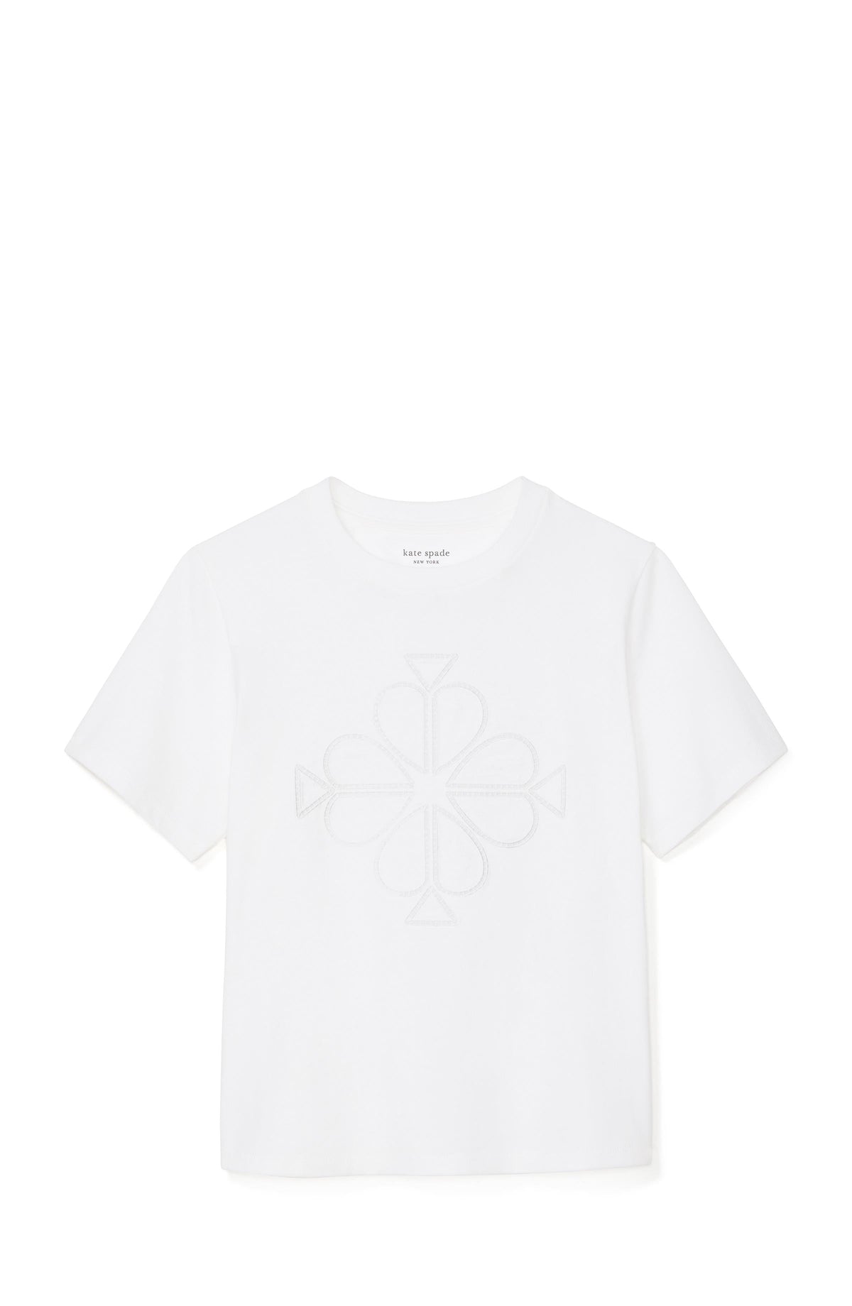KL715-Embroidered Spade Flower Logo Tee-Fresh White