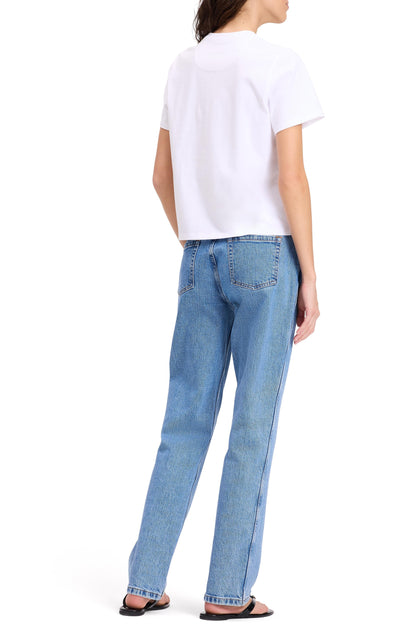 KL715-Embroidered Spade Flower Logo Tee-Fresh White