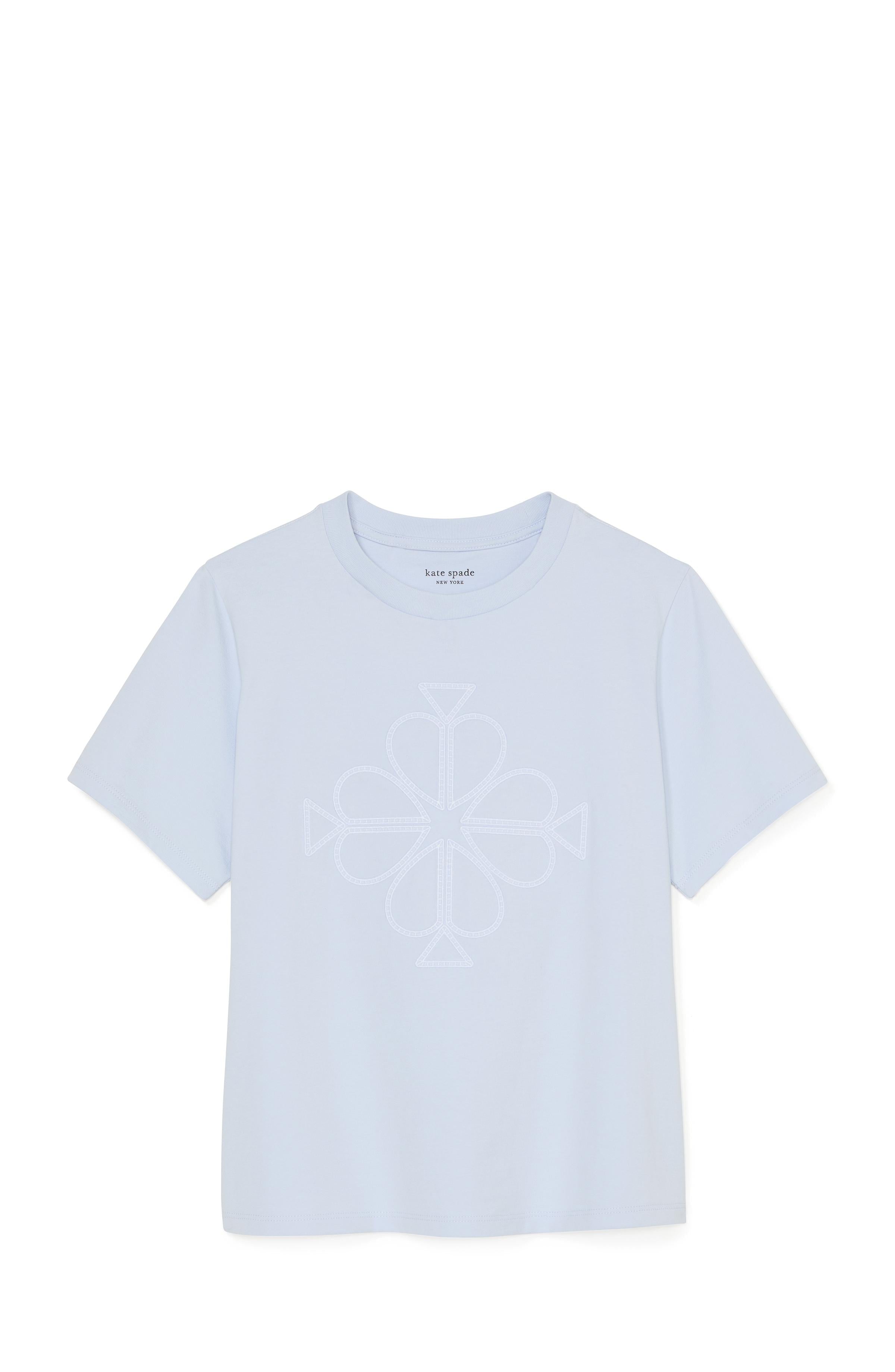 KL715-Embroidered Spade Flower Logo Tee-Light Diamond Blue