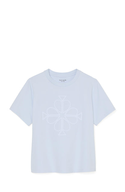 KL715-Embroidered Spade Flower Logo Tee-Light Diamond Blue