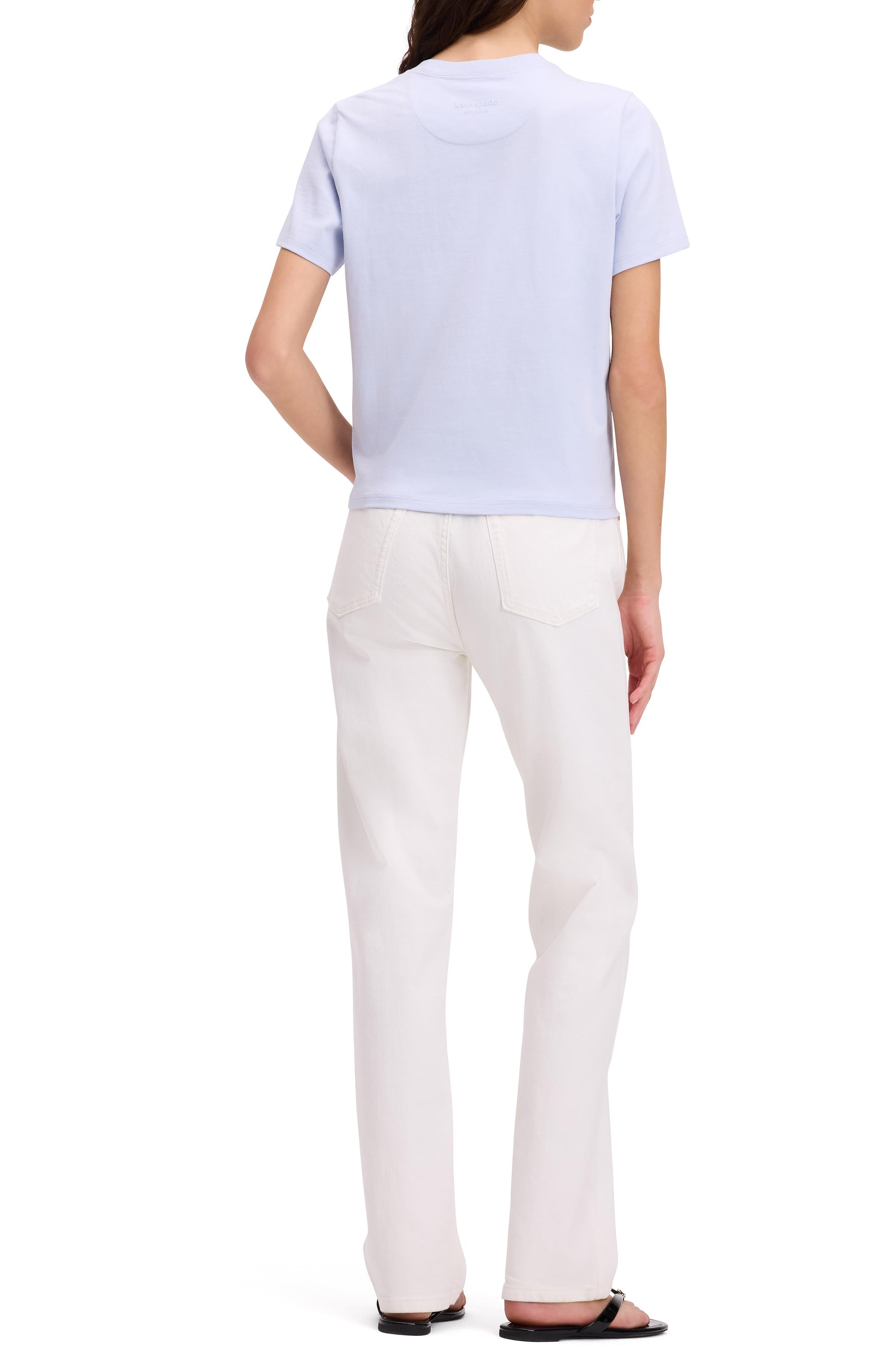 KL715-Embroidered Spade Flower Logo Tee-Light Diamond Blue