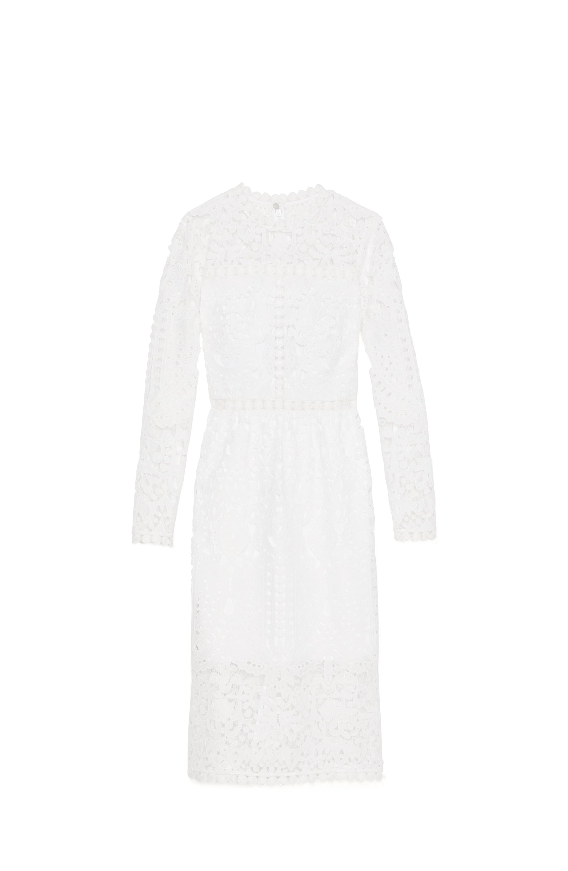 KL718-Guipure Lace Dress-Cream