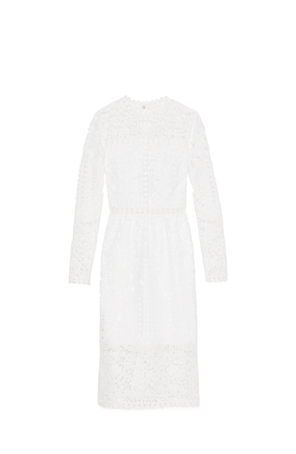 KL718-Guipure Lace Dress-Cream