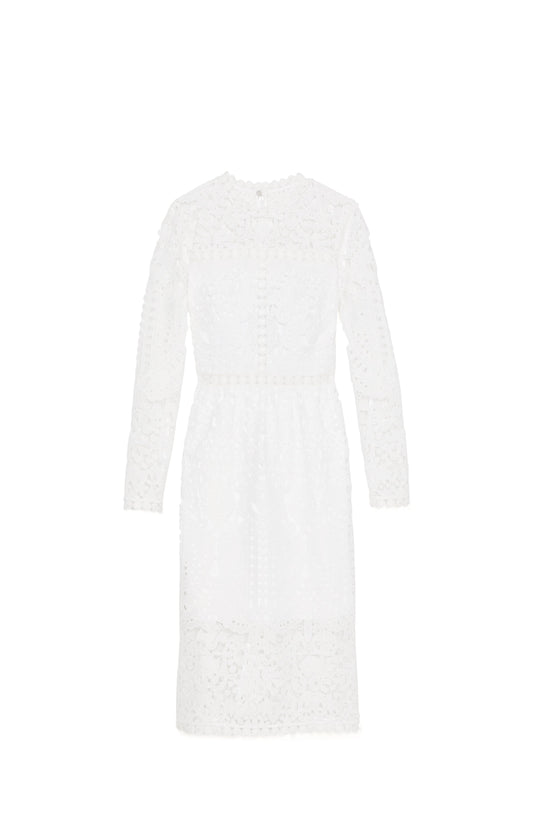KL718-Guipure Lace Dress-Cream