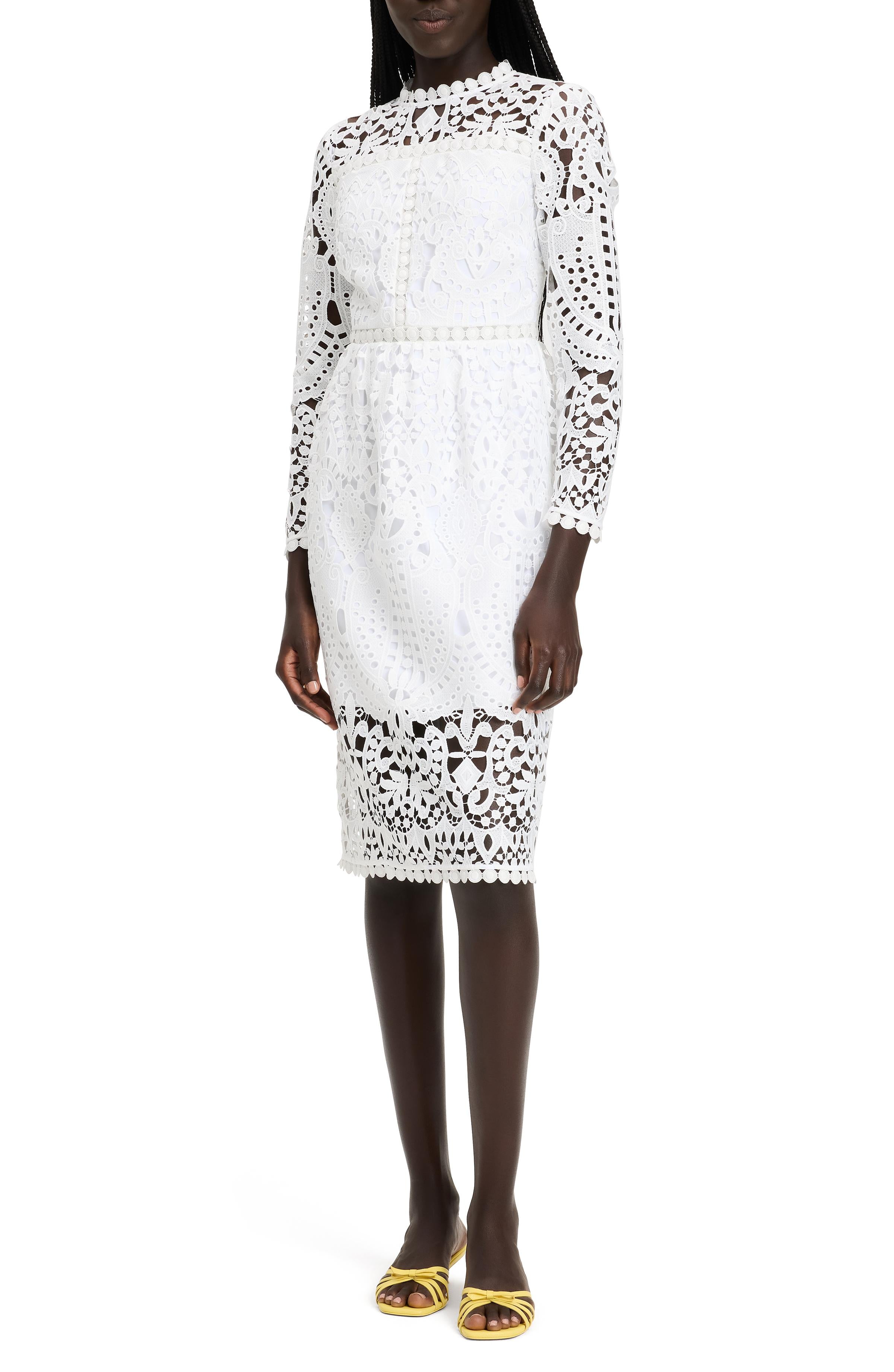 KL718-Guipure Lace Dress-Cream