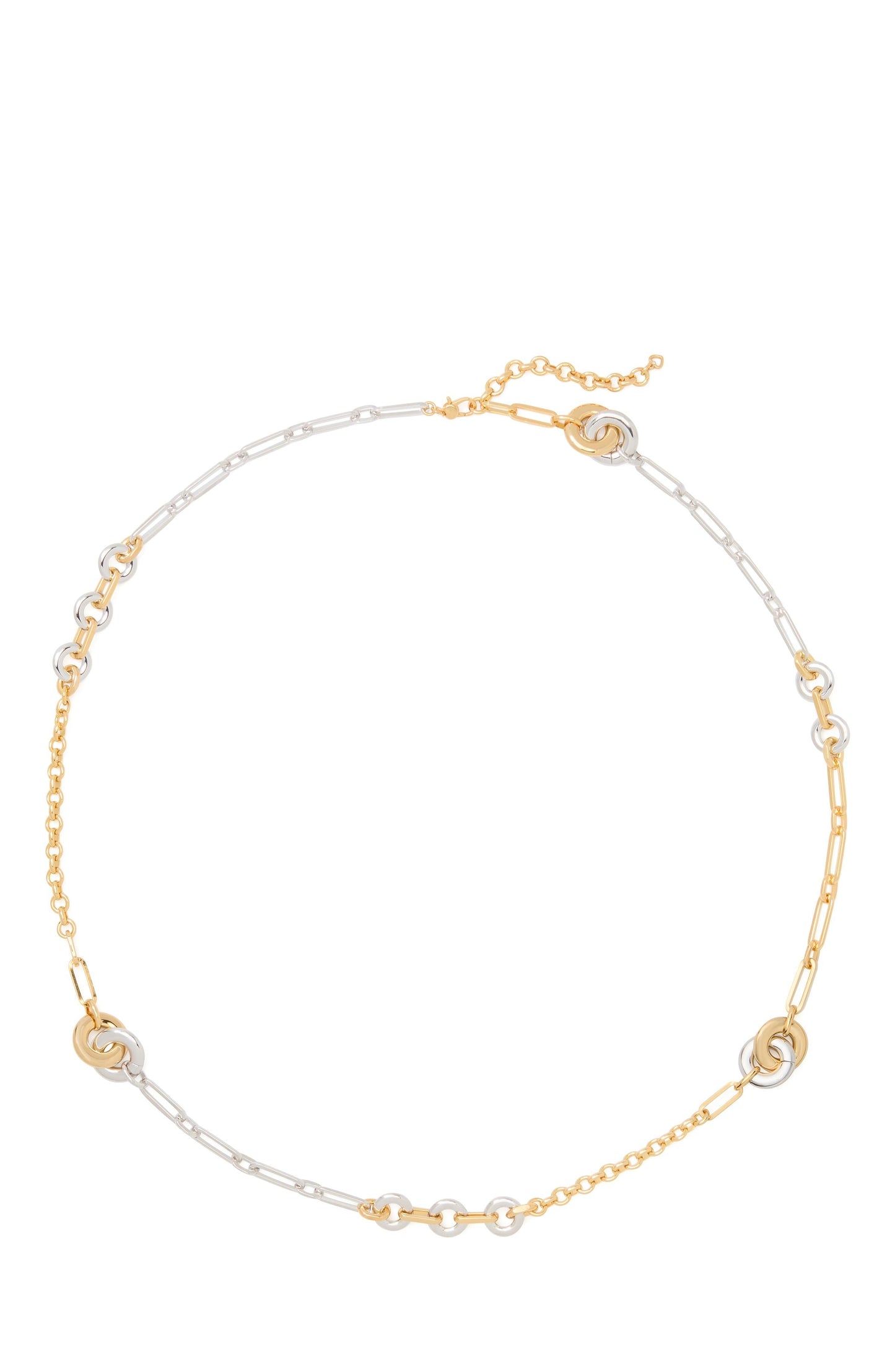 KL762-Interlock Long Necklace-Silver Gold
