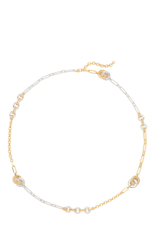 KL762-Interlock Long Necklace-Silver Gold