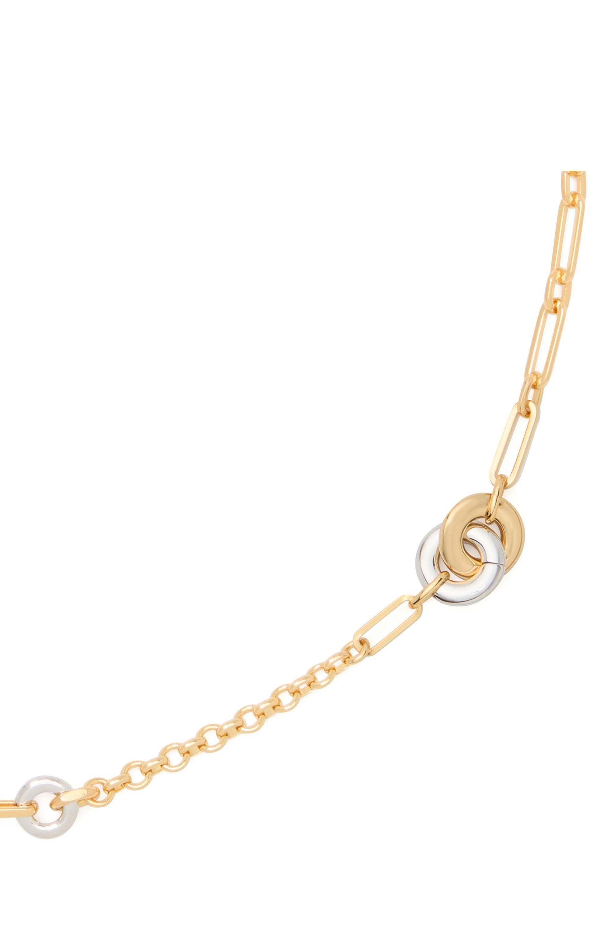 KL762-Interlock Long Necklace-Silver Gold