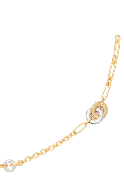 KL762-Interlock Long Necklace-Silver Gold