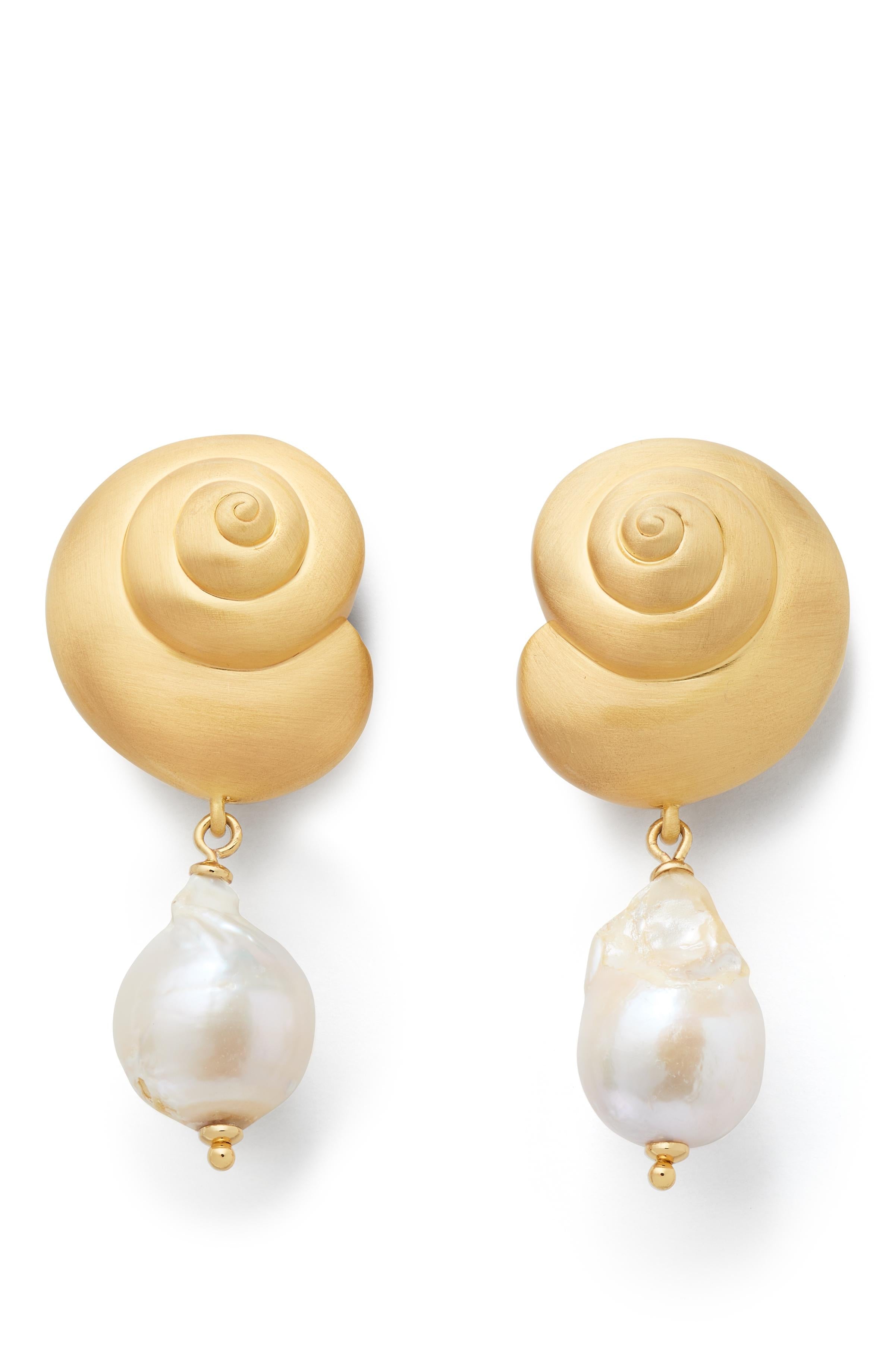 KL783-Beachside Drop Earrings-Gold/Pearl