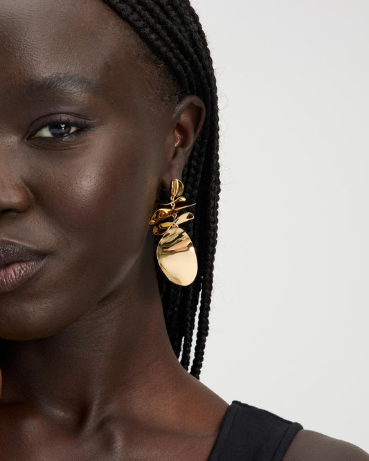 KL785-Snack Time Statement Earrings-Gold