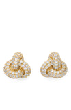 KL790-Double Knot Pave Studs-Clear/Gold