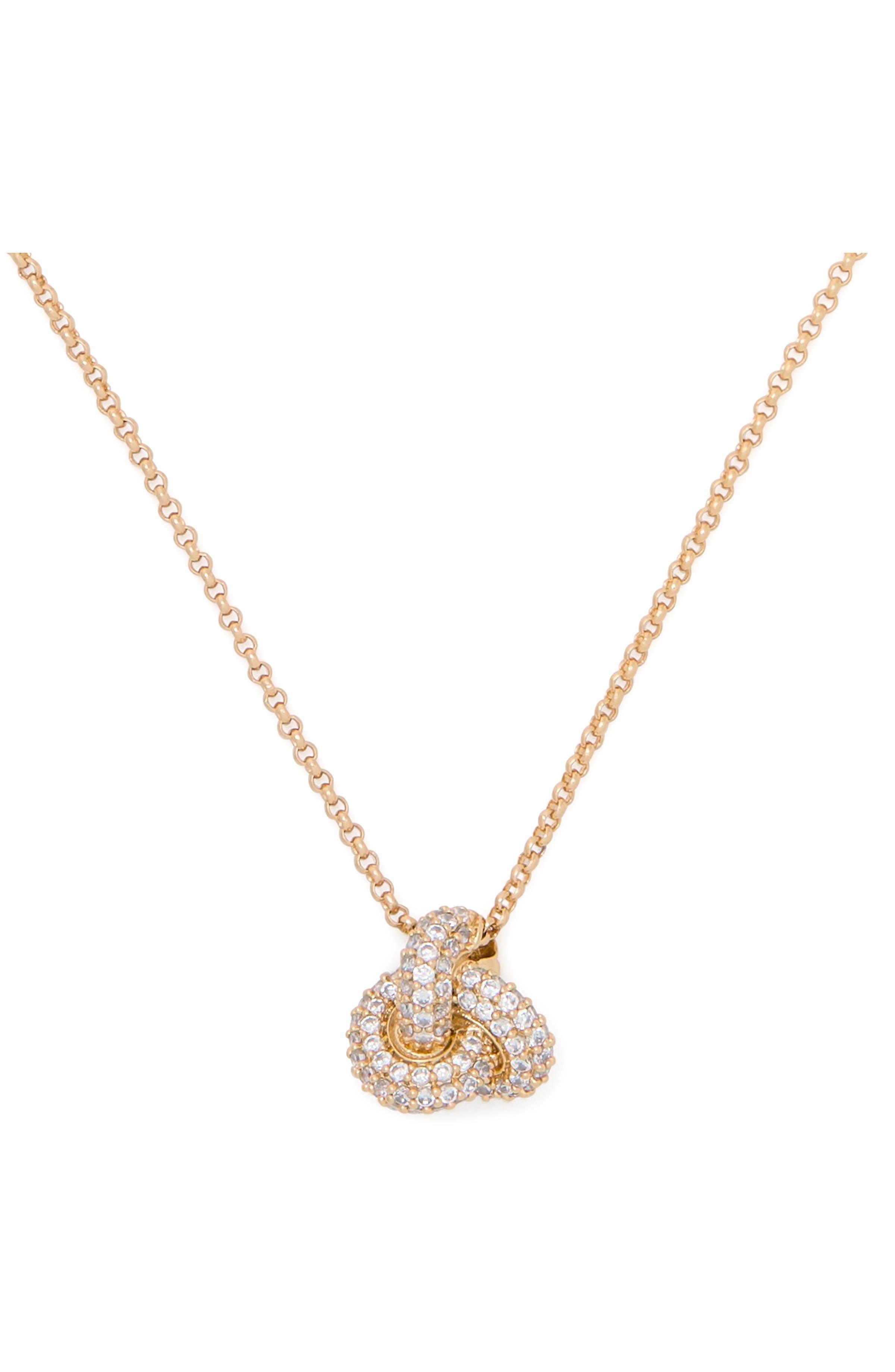 KL791-Double Knot Pave Pendant-Clear/Gold